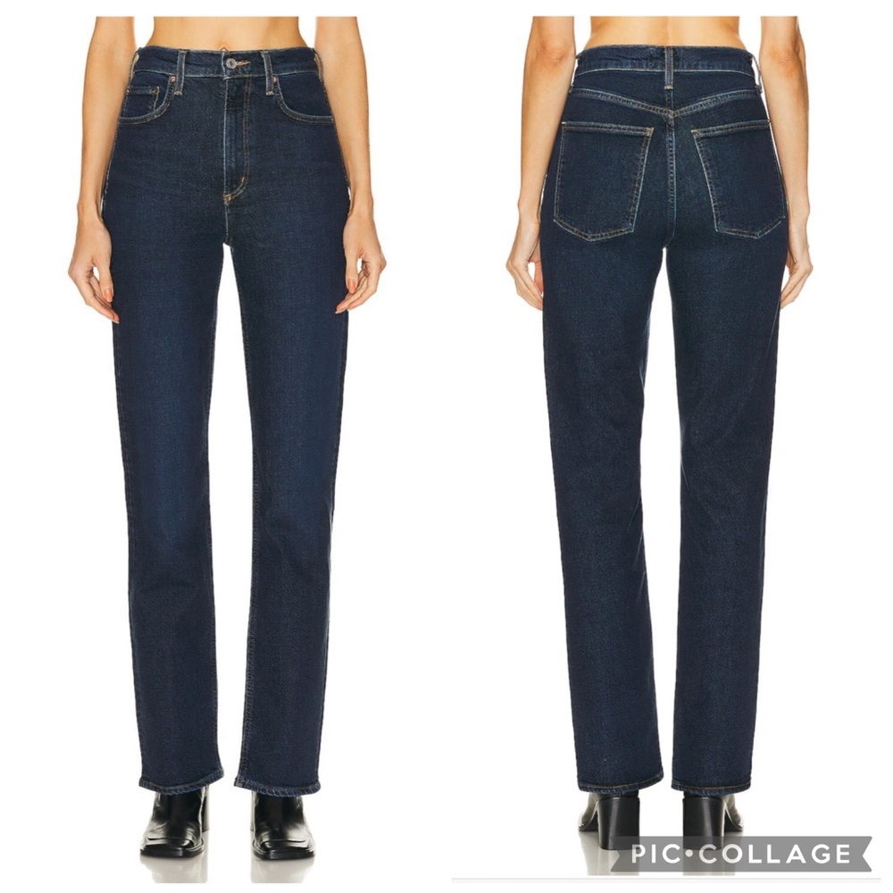 AGOLDE 24 High Rise Stovepipe Dark Wash Jeans Song - Picture 2 of 10